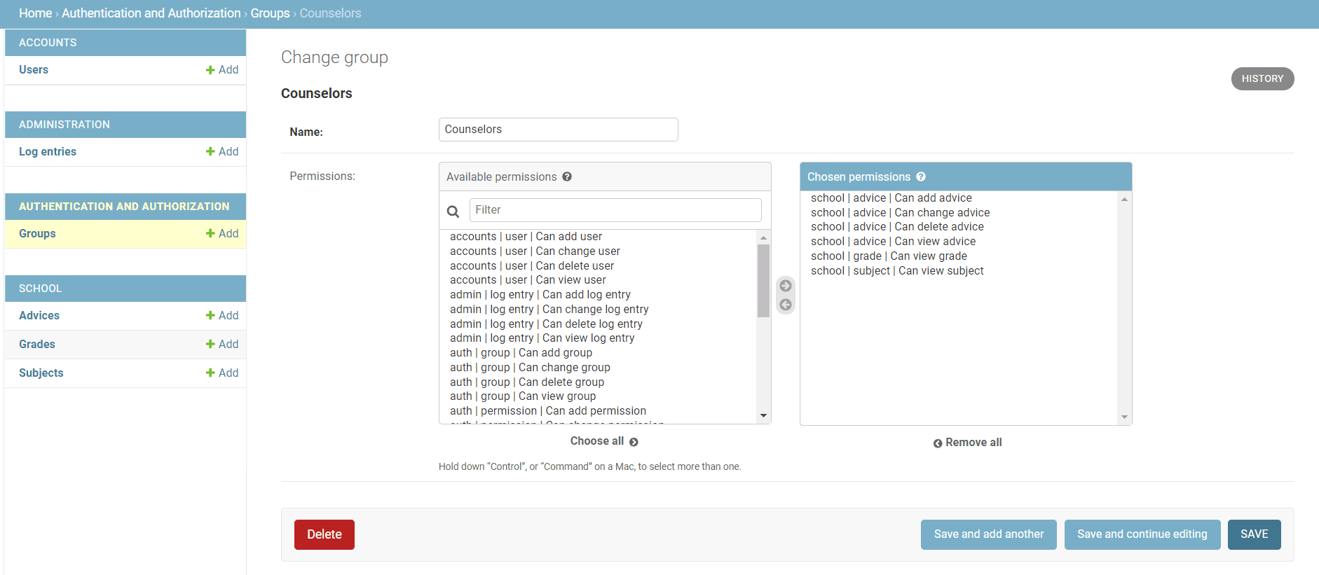 Creating User Groups using the Django Admin Interface